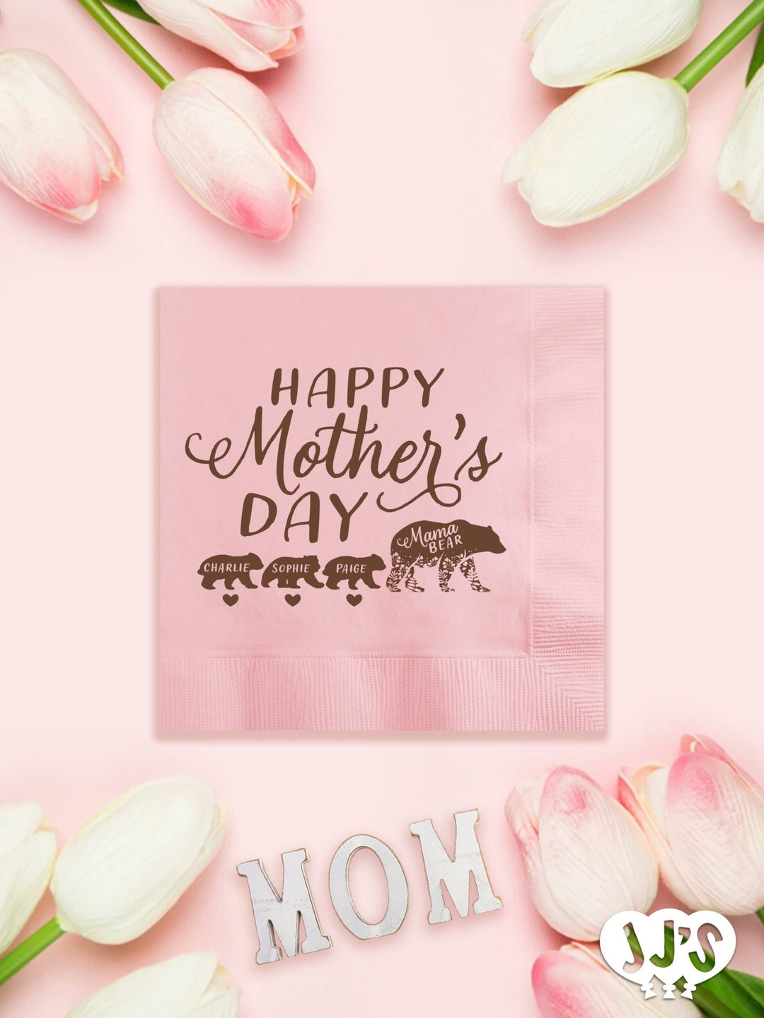 Happy Mother's Day Mama Bear Custom Napkins - JJ's Party House: Custom Party Favors, Napkins & Cups