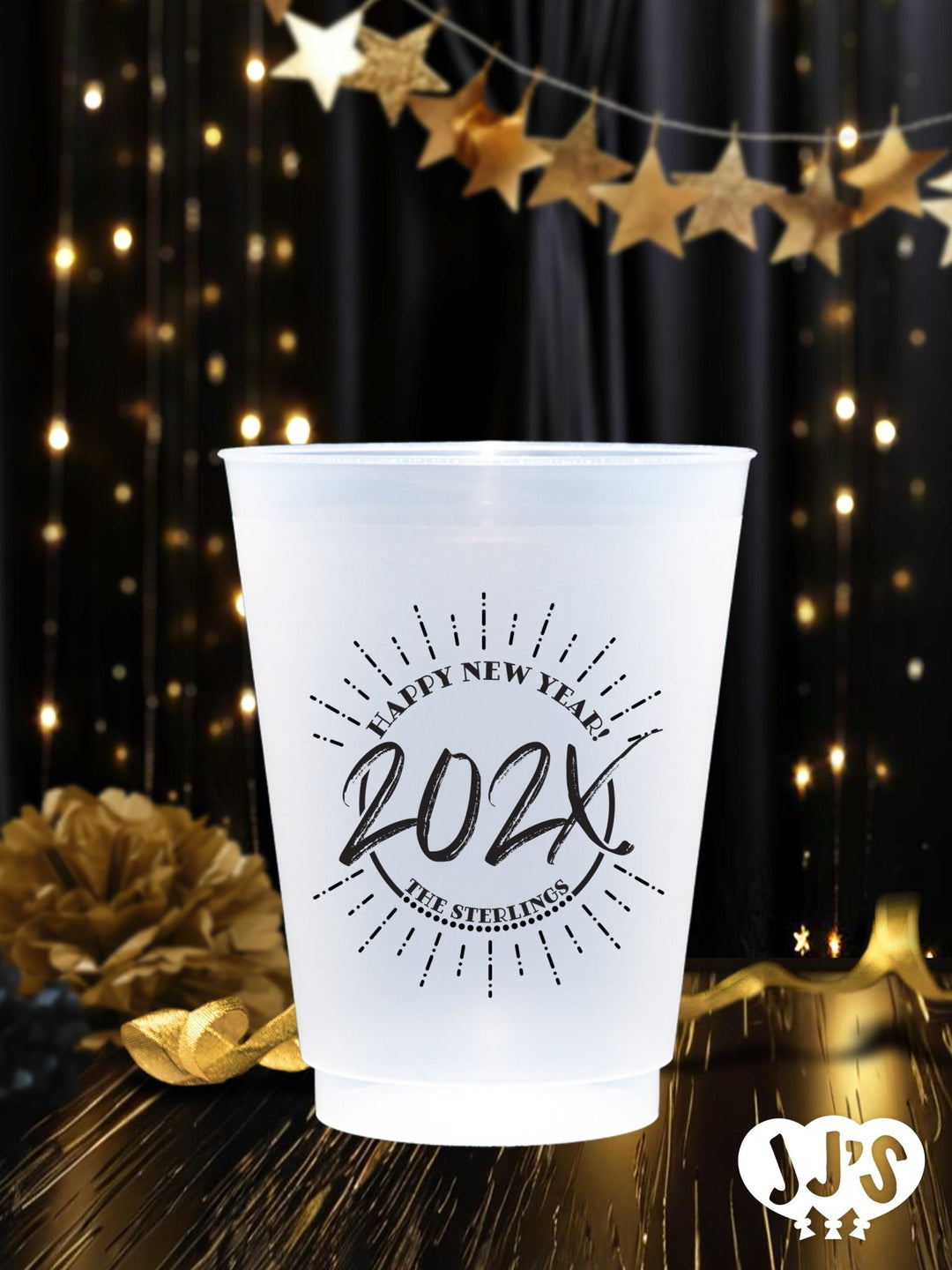 Happy New Year Family Plastic Custom Frosted Cups - JJ's Party House: Birthday, Balloons & Custom Party Favors