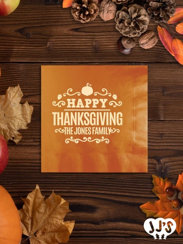 Happy Thanksgiving Family Napkins - JJ's Party House: Birthday, Balloons & Custom Party Favors