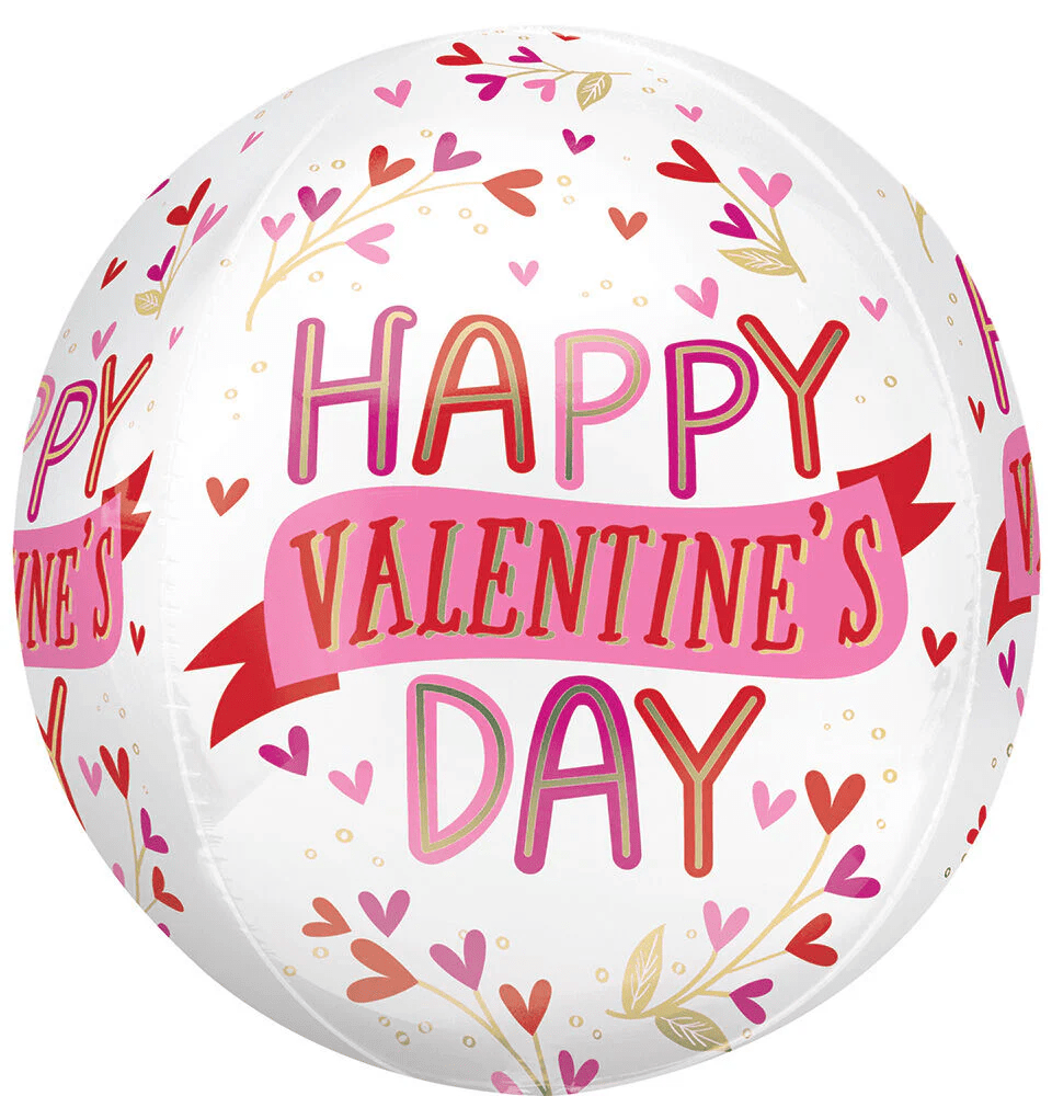 Happy Valentine's Day Banner Orbz Balloon, 16" - JJ's Party House: Birthday, Balloons & Custom Party Favors