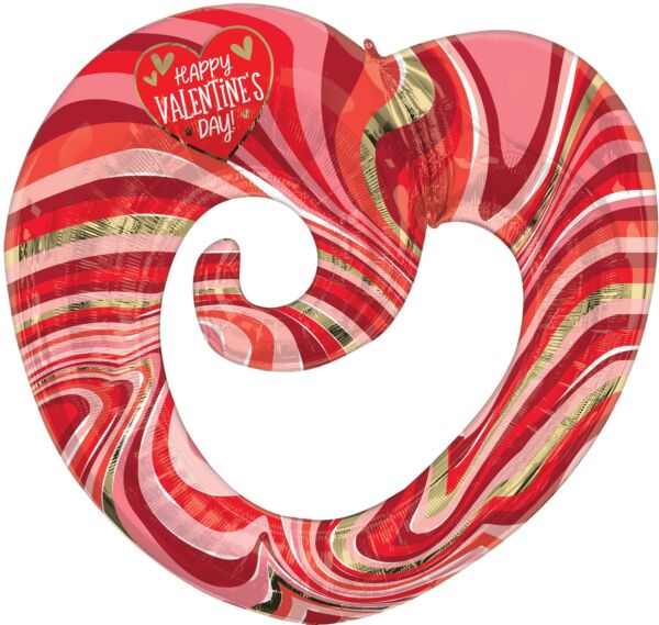 Happy Valentine's Day Marble Twisty Heart, 30" - JJ's Party House: Birthday, Balloons & Custom Party Favors