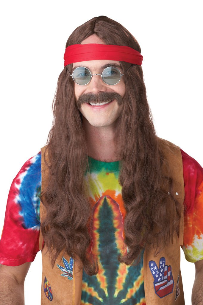 Hippie Man Wig and Mustache - JJ's Party House: Custom Party Favors, Napkins & Cups