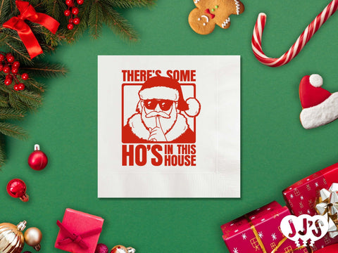 Ho's In This House Custom Christmas Napkins - JJ's Party House: Birthday, Balloons & Custom Party Favors
