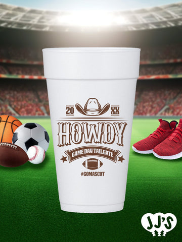 Howdy Gameday Tailgate Custom Styrofoam Cups - JJ's Party House
