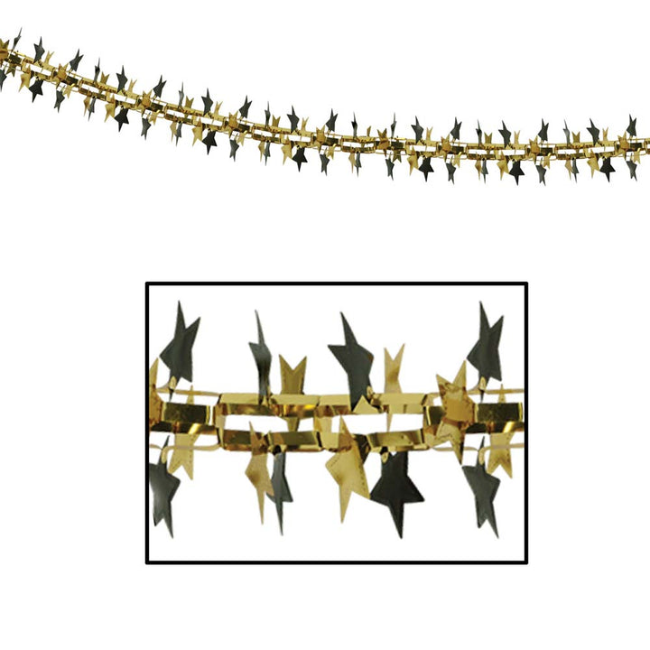 Black & Gold Hanging Star Garland