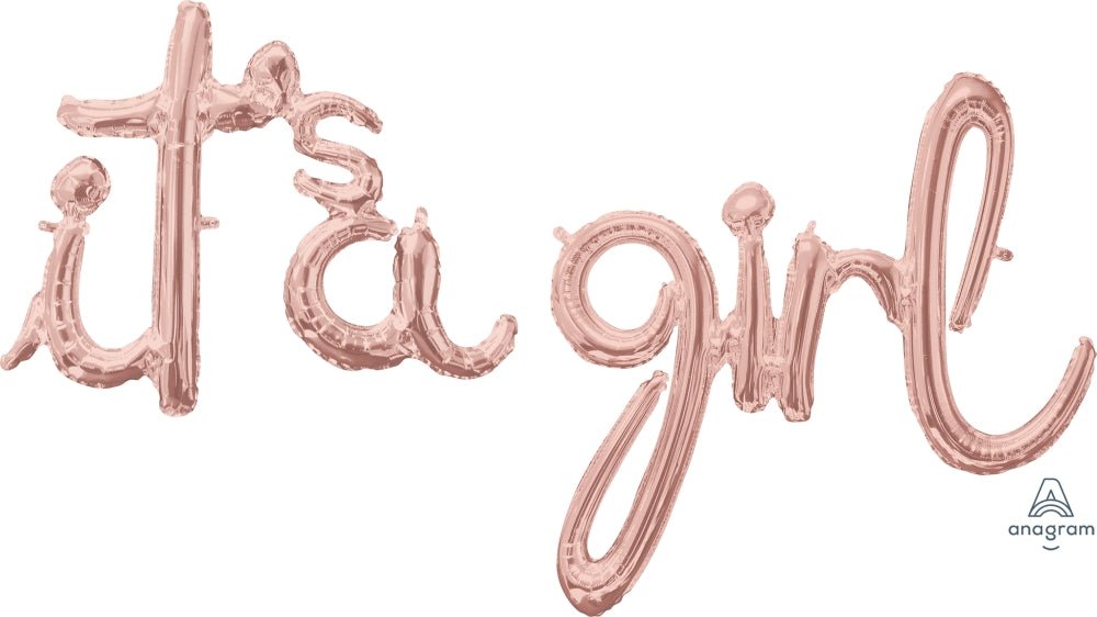 It's a Girl Rose Gold Phrase - JJ's Party House: Birthday, Balloons & Custom Party Favors