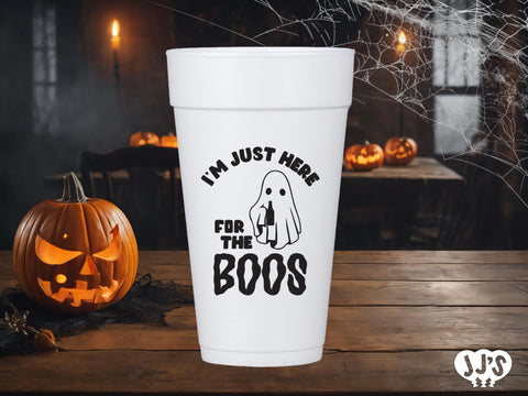 I'm Just Here for the Boos Halloween Personalized Styrofoam Cups