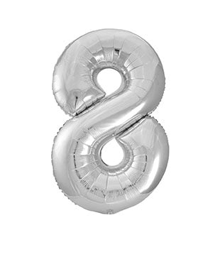 Jumbo Silver Number 8 Balloon 34"