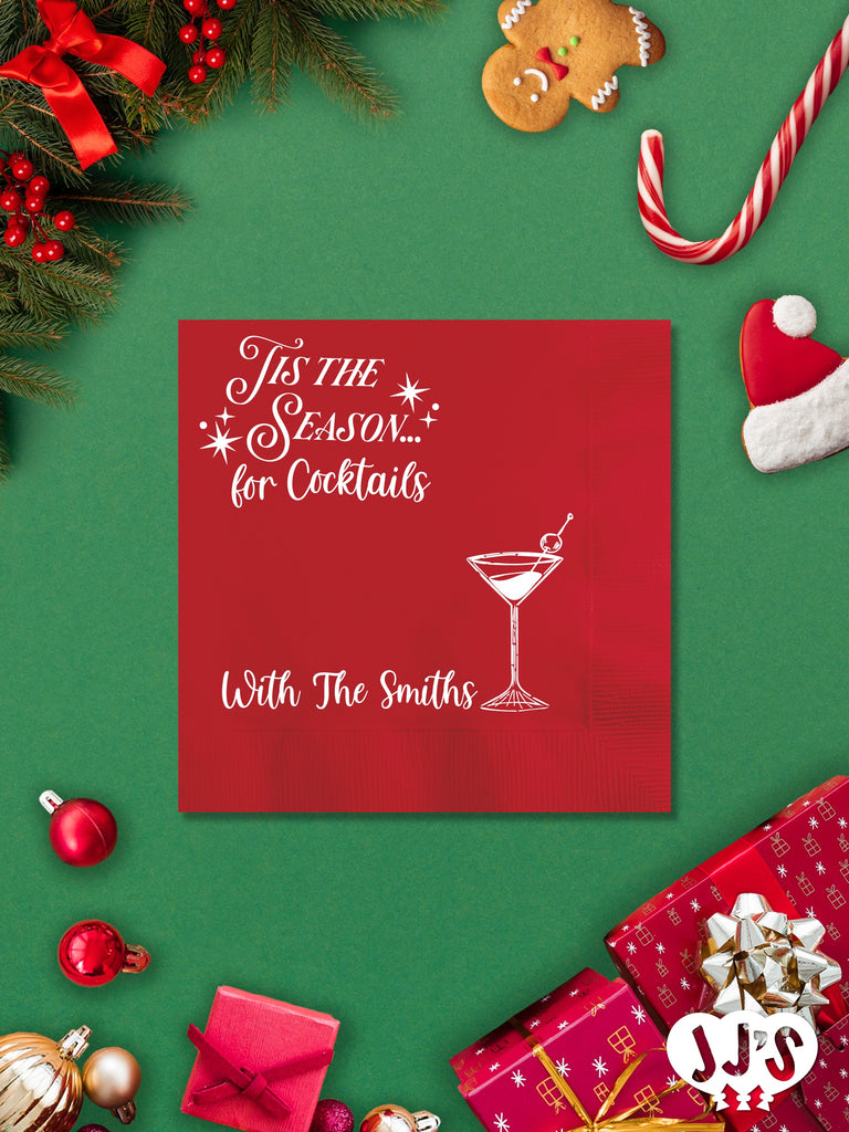 Christmas-themed napkins with the text 