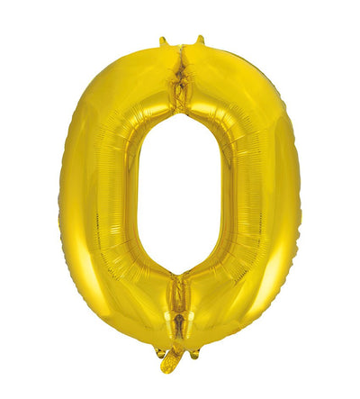 Jumbo Gold Number 0 Balloon 34" - JJ's Party House: Custom Party Favors, Napkins & Cups