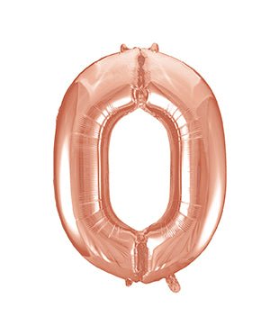 Jumbo Rose Gold Number 0 Balloon 34" - JJ's Party House: Custom Party Favors, Napkins & Cups