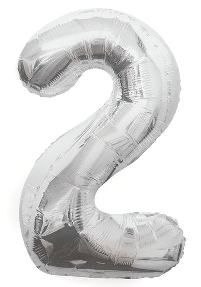 Jumbo Silver Number 2 Balloon 34" - JJ's Party House: Custom Party Favors, Napkins & Cups