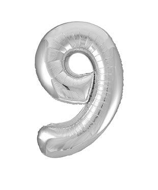 Jumbo Silver Number 9 Balloon 34" - JJ's Party House: Custom Party Favors, Napkins & Cups