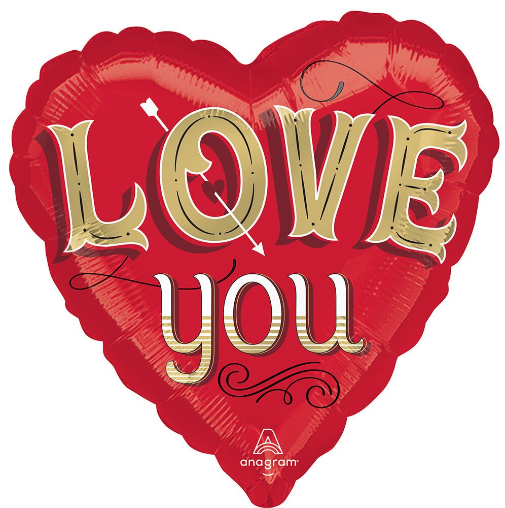 Just My Type Love You Mylar Balloon, 18" - JJ's Party House: Birthday, Balloons & Custom Party Favors