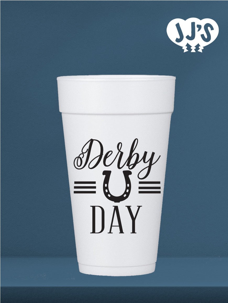 Kentucky Derby Party Cups: Derby Day Horseshoe Custom Foam Cups - JJ's Party House: Custom Party Favors, Napkins & Cups