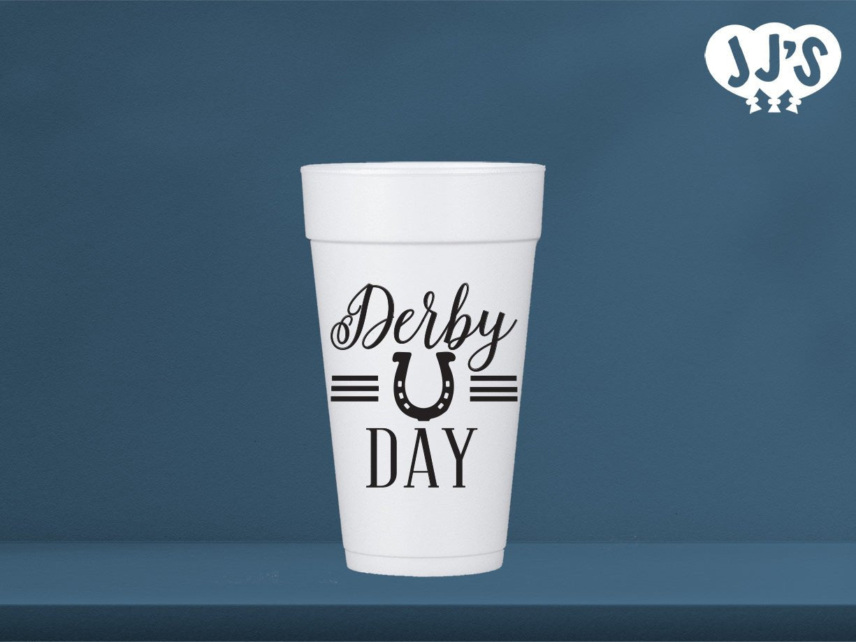 Kentucky Derby Party Cups: Derby Day Horseshoe Custom Foam Cups - JJ's Party House: Custom Party Favors, Napkins & Cups