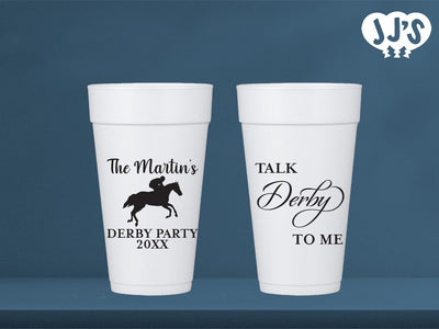 Kentucky Derby Party Cups: Talk Derby to Me Custom Foam Cups - JJ's Party House: Custom Party Favors, Napkins & Cups