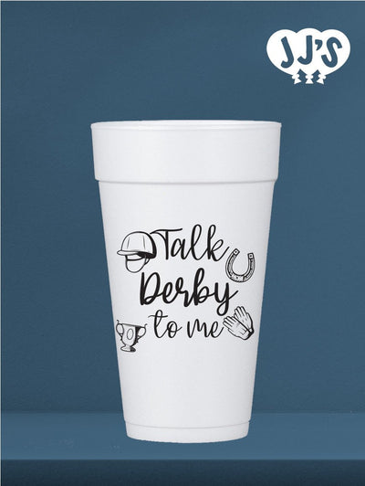 Kentucky Derby Party Cups: Talk Derby to Me Horse Racing Icons Custom Foam Cups - JJ's Party House: Custom Party Favors, Napkins & Cups