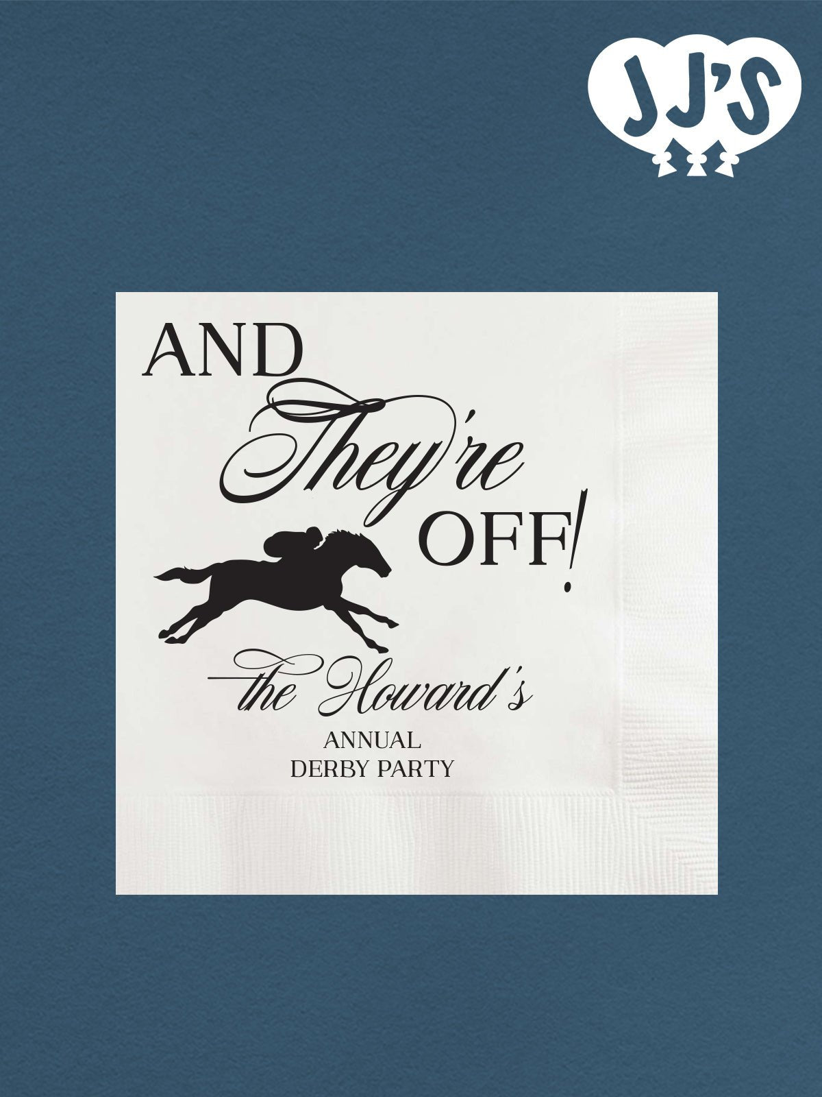 Kentucky Derby Party Custom Napkins: And They're Off Custom Napkins - JJ's Party House: Custom Party Favors, Napkins & Cups