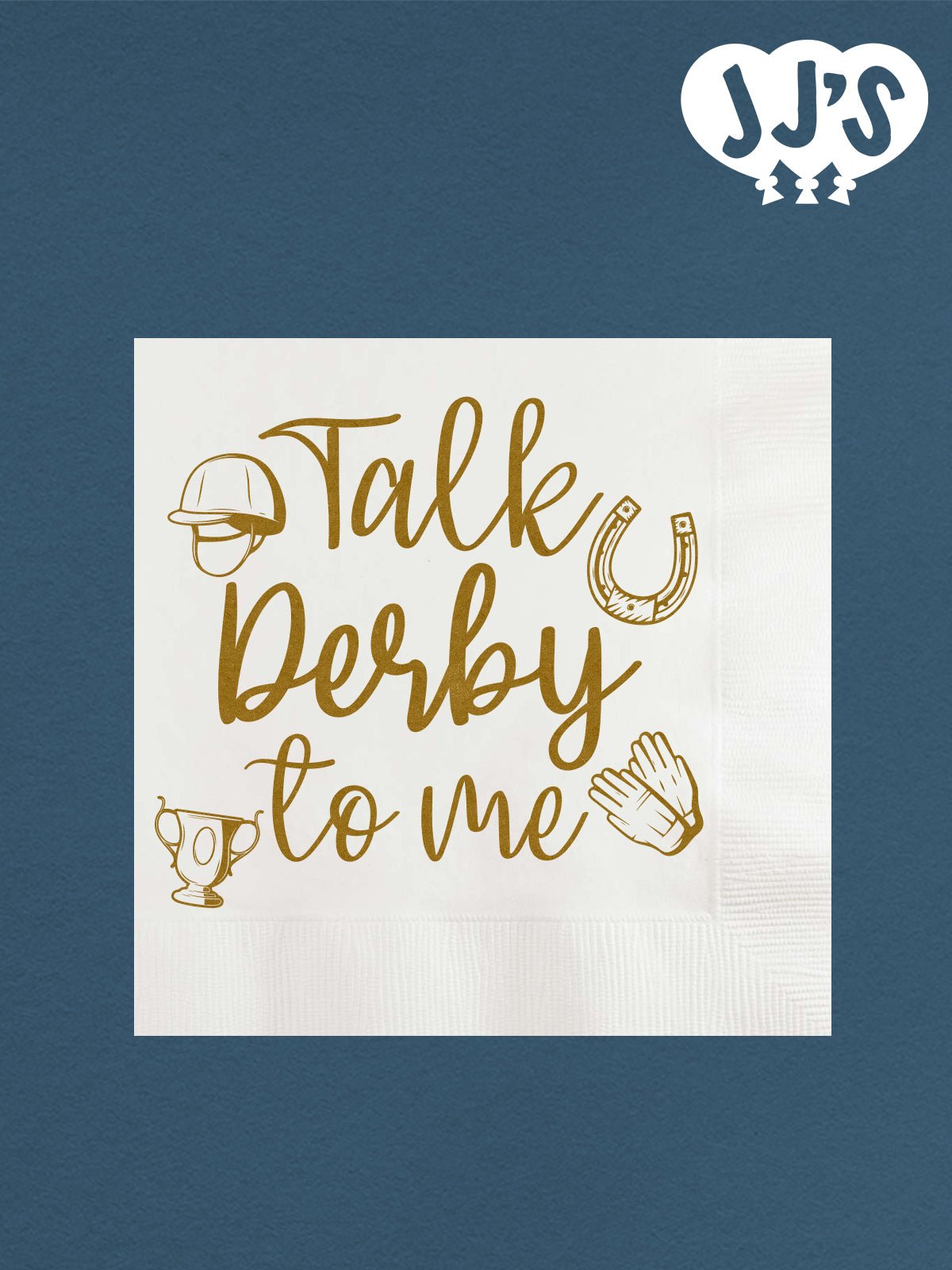 Kentucky Derby Party Custom Napkins: Talk Derby to Me Horse Racing Icons Custom Napkins - JJ's Party House: Custom Party Favors, Napkins & Cups