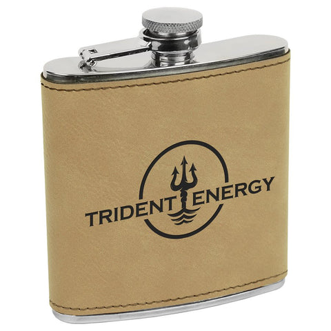 Light Brown Laserable Leatherette Stainless Steel Flask - JJ's Party House McAllen, TX