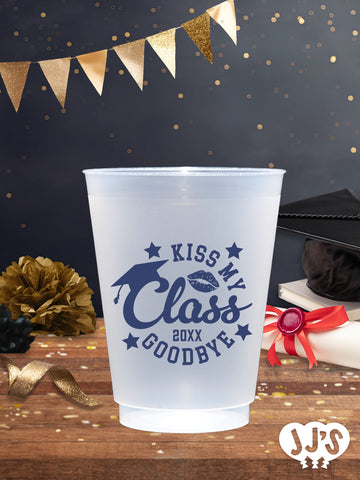 Kiss My Class Goodbye Circle Personalized Graduation Frosted Cups