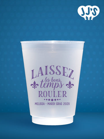 Mardi Gras Laisses Les Bons Temps Rouler Personalized Frosted Cups - JJ's Party House: Birthday,Balloons,Favors,Gifts