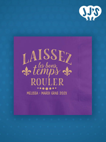 Mardi Gras Laisses Les Bons Temps Rouler Personalized Napkins - JJ's Party House: Birthday,Balloons,Favors,Gifts