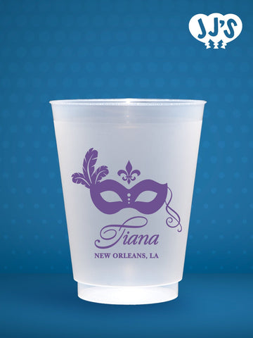 Mardi Gras Masquerade Personalized Frosted Cups - JJ's Party House: Birthday,Balloons,Favors,Gifts