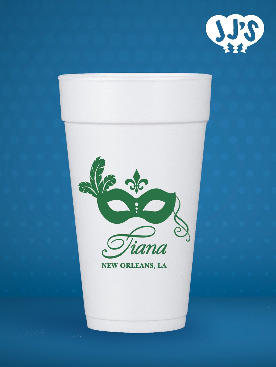 Mardi Gras Masquerade Personalized Styrofoam Cups - JJ's Party House: Birthday,Balloons,Favors,Gifts