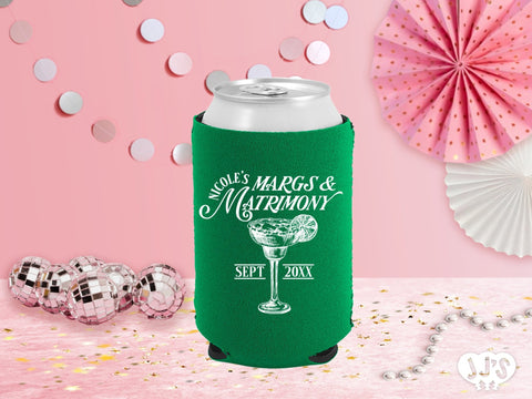 Margs and Matrimony Classic Custom Can Coolers - JJ's Party House: Custom Party Favors, Napkins & Cups