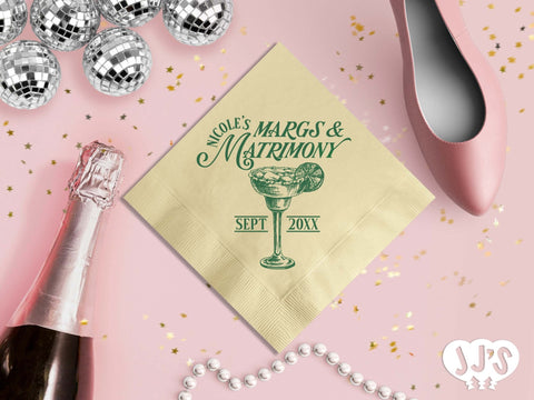 Margs and Matrimony Classic Custom Napkins - JJ's Party House: Custom Party Favors, Napkins & Cups