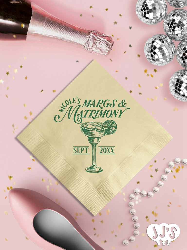 Margs and Matrimony Classic Custom Napkins - JJ's Party House: Custom Party Favors, Napkins & Cups