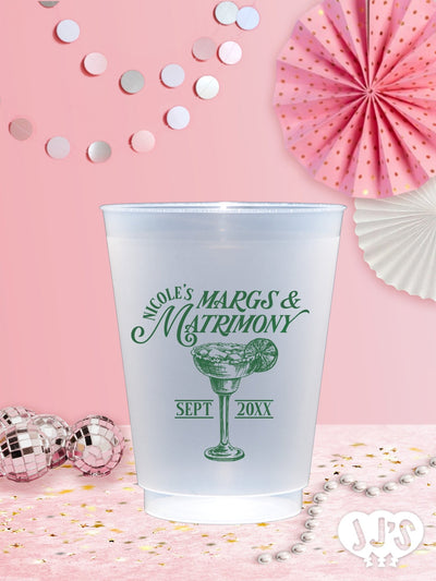 Margs and Matrimony Custom Frosted Cups - JJ's Party House: Custom Party Favors, Napkins & Cups