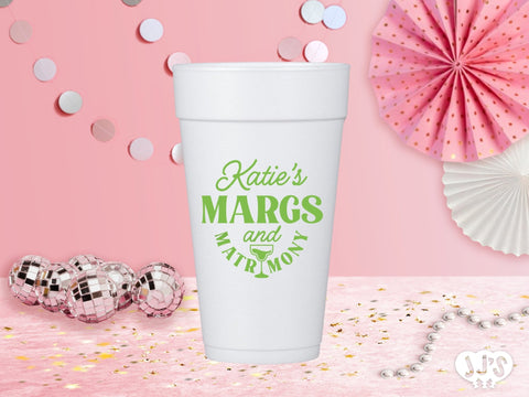 Margs and Matrimony Party Custom Foam Cups - JJ's Party House: Custom Party Favors, Napkins & Cups