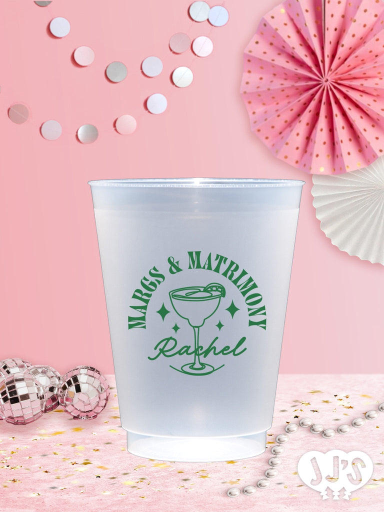 Margs and Matrimony Party Custom Frosted Cups - JJ's Party House: Custom Party Favors, Napkins & Cups