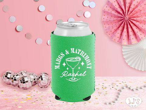 Margs and Matrimony Retro Vibes Custom Can Coolers - JJ's Party House: Custom Party Favors, Napkins & Cups