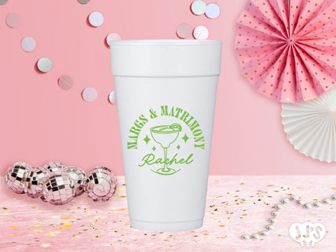 Margs and Matrimony Retro Vibes Custom Foam Cups - JJ's Party House: Custom Party Favors, Napkins & Cups