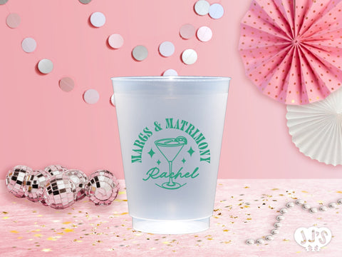 Margs and Matrimony Retro Vibes Custom Frosted Cups - JJ's Party House: Custom Party Favors, Napkins & Cups