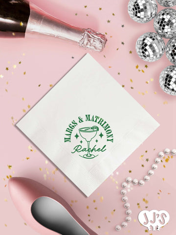 Margs and Matrimony Retro Vibes Custom Napkins - JJ's Party House: Custom Party Favors, Napkins & Cups