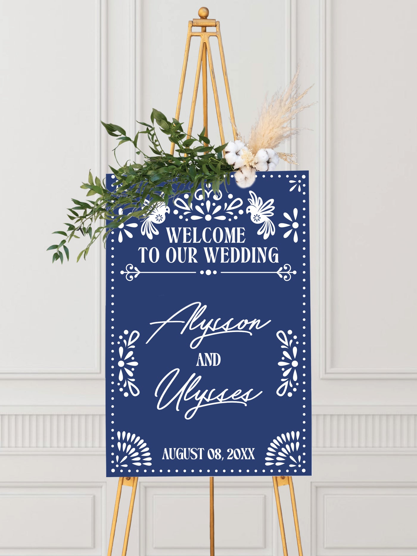 Mexican Love Birds Talavera Wedding Welcome Sign