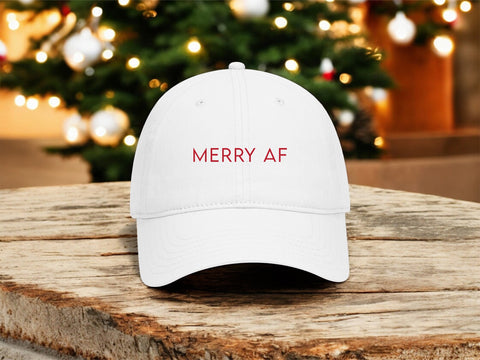 Merry AF Christmas Custom Embroidered Baseball Cap - JJ's Party House: Birthday, Balloons & Custom Party Favors