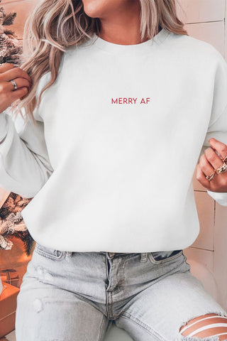 Merry AF Christmas Embroidered Sweatshirt - JJ's Party House: Birthday, Balloons & Custom Party Favors