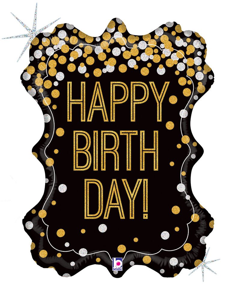 Metallic Birthday Frame Jumbo Balloon, 34" - JJ's Party House: Birthday,Balloons,Favors,Gifts