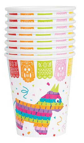 Mexican Fiesta Paper Cups 8ct - JJ's Party House: Custom Party Favors, Napkins & Cups