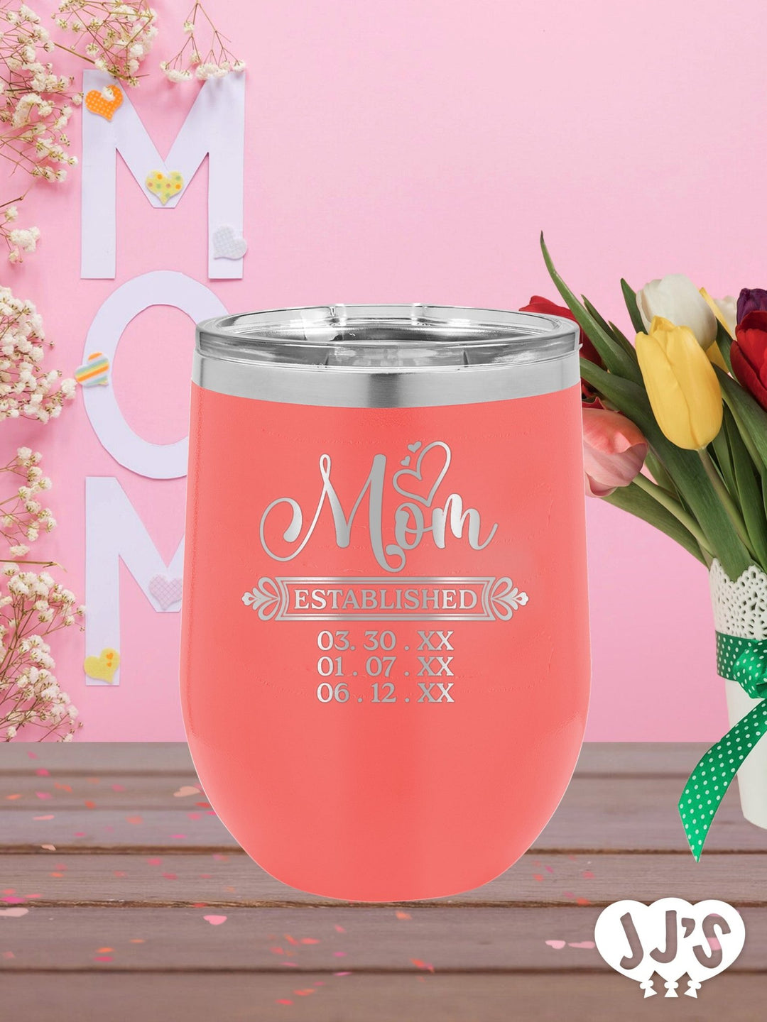 Mom Established Custom Engraved Tumbler - JJ's Party House: Custom Party Favors, Napkins & Cups