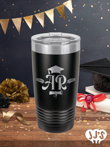 Monogram with Cap Graduation Personalized Tumbler - JJ's Party House: Birthday,Balloons,Favors,Gifts