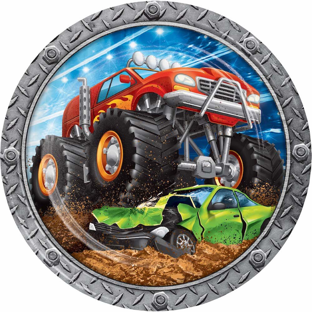 Monster Truck Rally 9" Lunch Plates 8ct - JJ's Party House
