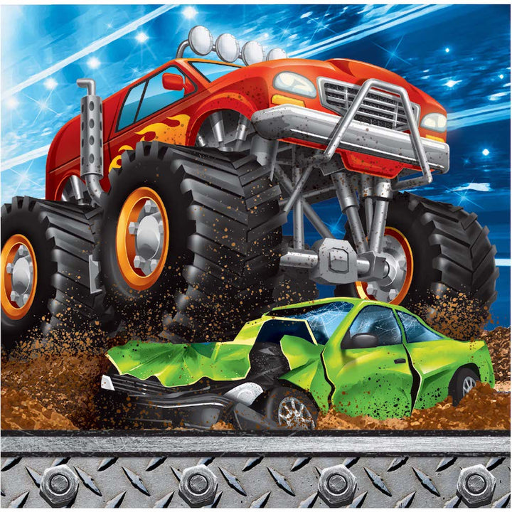 Monster Truck Rally Beverage Napkins, 16ct - JJ's Party House