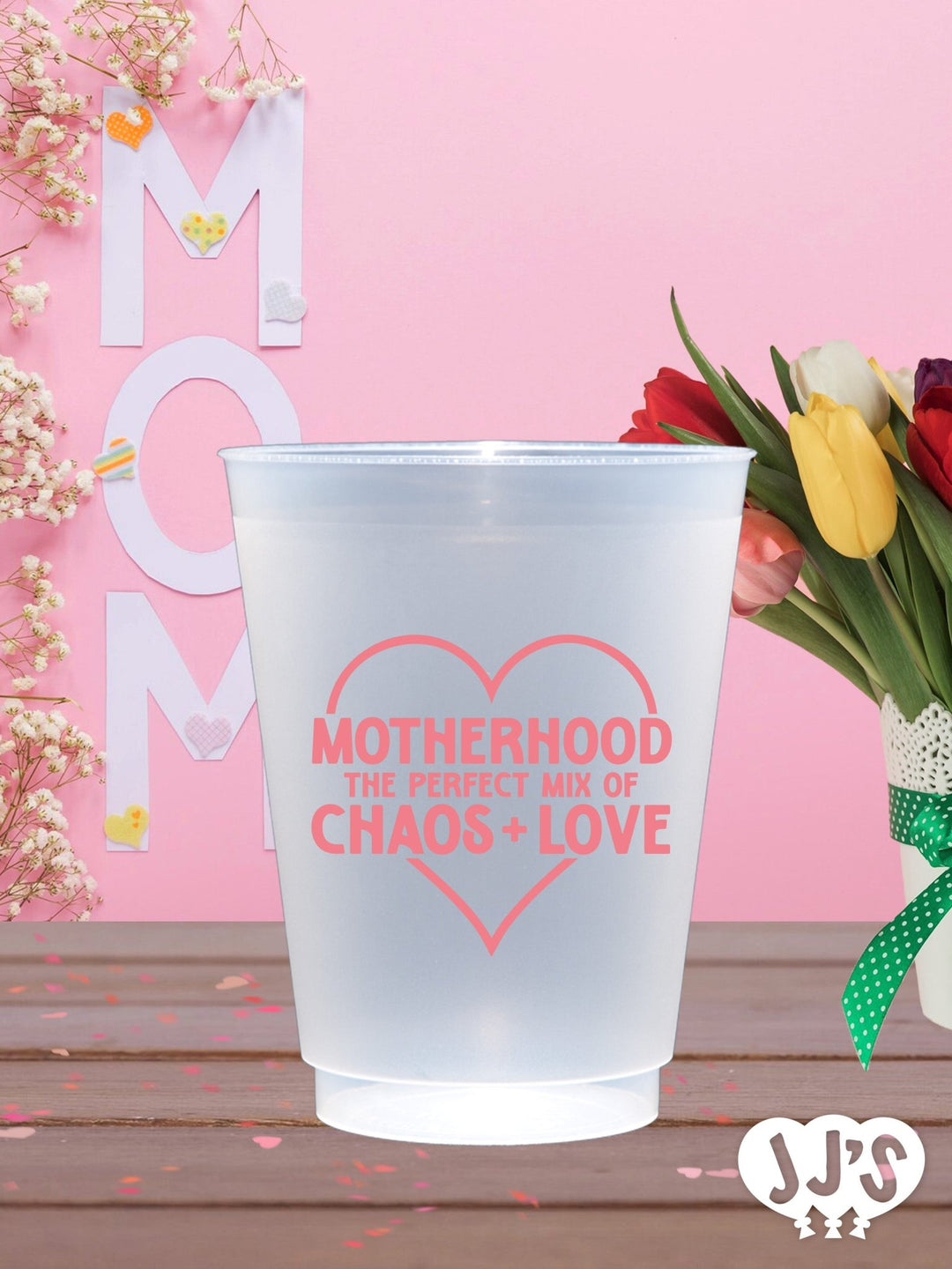 Motherhood The Perfect Mix of Chaos and Love Custom Frosted Cups - JJ's Party House: Custom Party Favors, Napkins & Cups